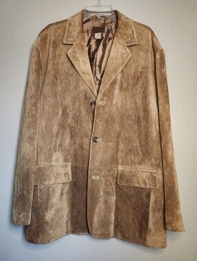Pendleton Men's Suede Leather Button-Front Jacket in Brown Size XXL